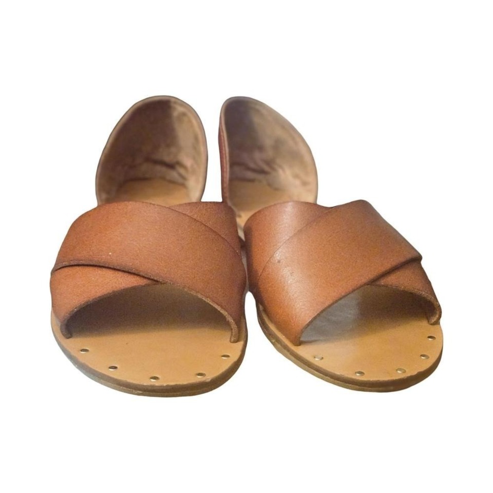 Cynthia‎ Rowley Fiona Brown Crisscross Studded Flat Sandals Womens 7.5 M